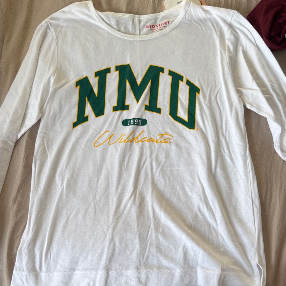 Red Shirt Women's White Long Sleeve Top